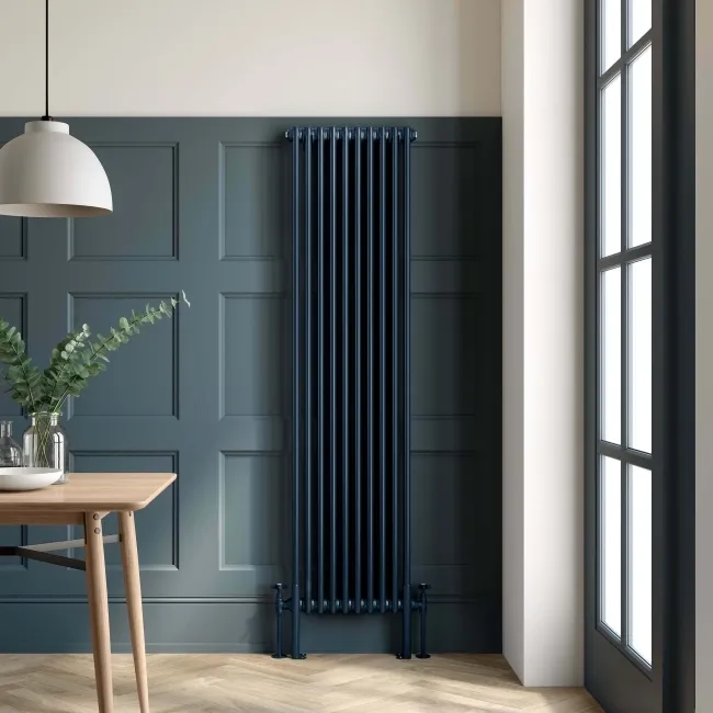 Athens Inky Blue Double Column Vertical Traditional Radiator 1800x470mm