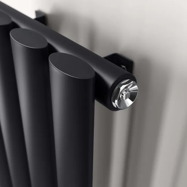 Marbella Matt Black Single Oval Panel Radiator 1800x480mm
