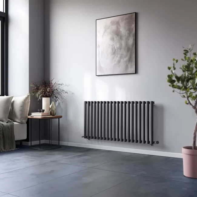 Marbella Anthracite Single Oval Panel Radiator 600x1200mm