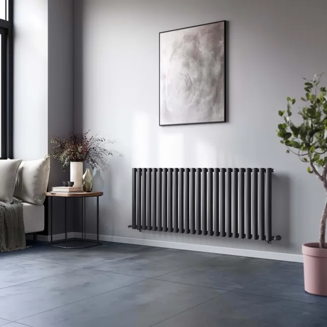 Marbella Anthracite Single Oval Panel Radiator 600x1440mm