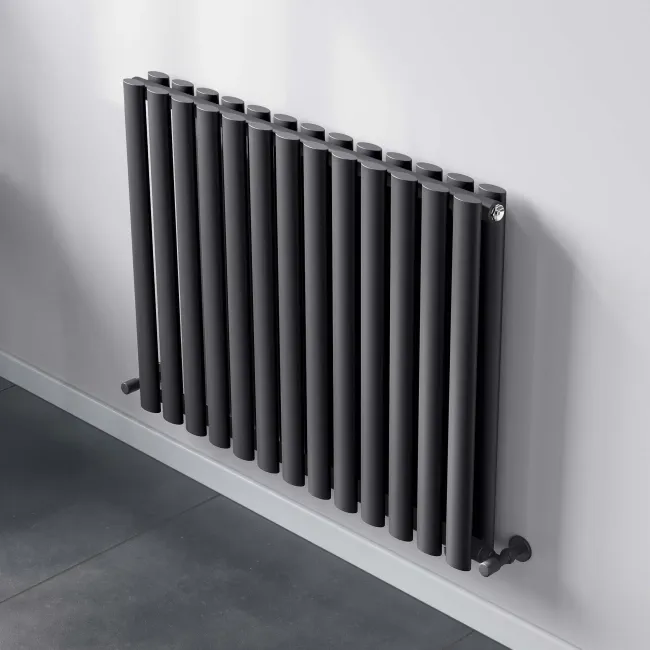 Marbella Anthracite Double Oval Panel Radiator 600x780mm