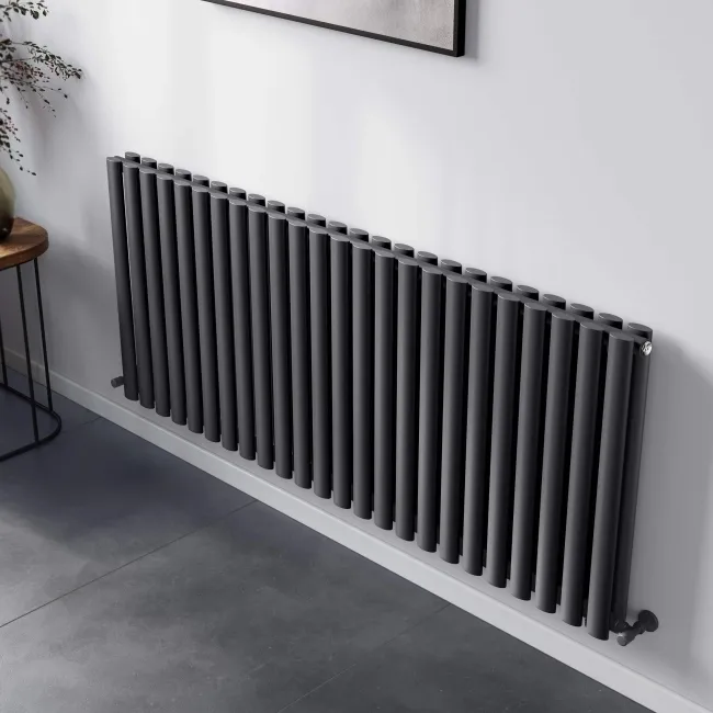 Marbella Anthracite Double Oval Panel Radiator 600x1440mm