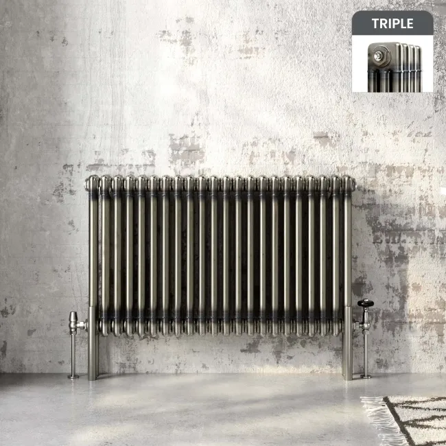 Athens Raw Metal Triple Column Horizontal Traditional Radiator 600x1010mm