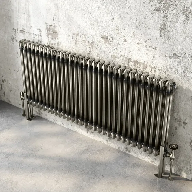 Athens Raw Metal Double Column Horizontal Traditional Radiator 600x1415mm