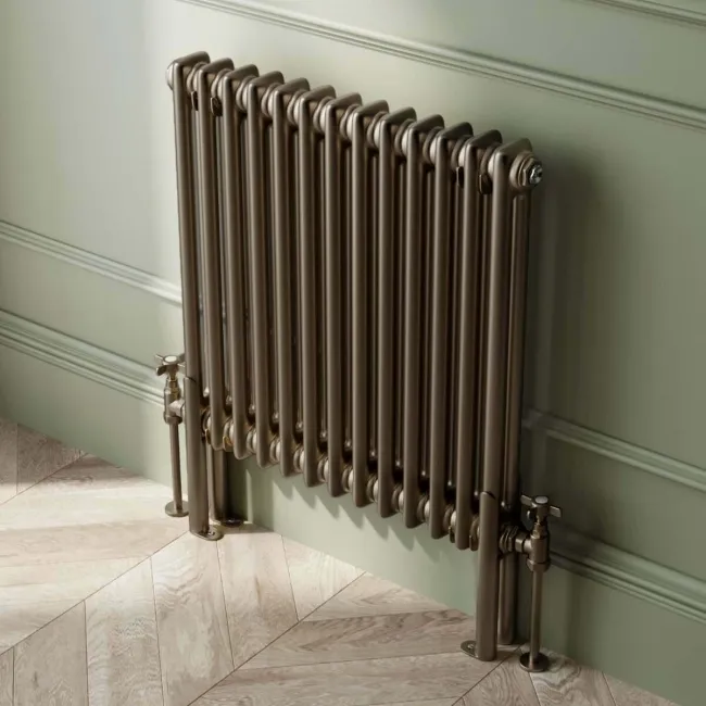 Athens Antique Gold Double Column Horizontal Traditional Radiator 600x605mm