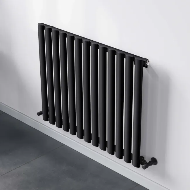 Marbella Matt Black Single Oval Panel Radiator 600x780mm