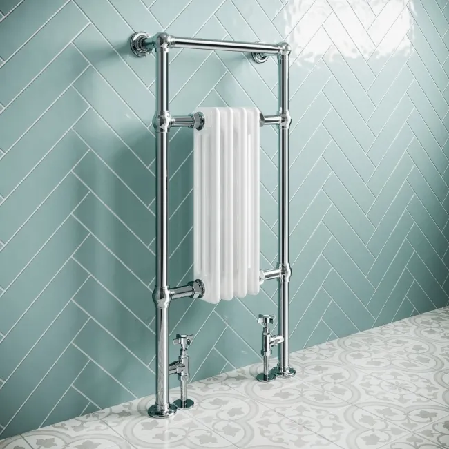 Gibraltar Slimline Small White Traditional Heated Towel Radiator (Flat Top Rail)
