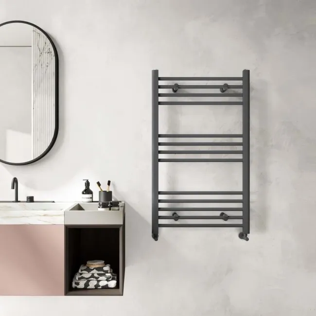 Barcelona Anthracite Straight Heated Towel Rail 1000x600mm