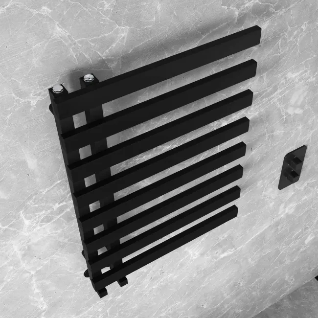 Palermo Matt Black Designer Heated Towel Rail 800x600mm
