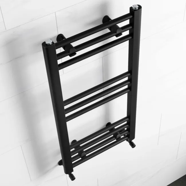 Barcelona Matt Black Straight Heated Towel Rail 800x400mm