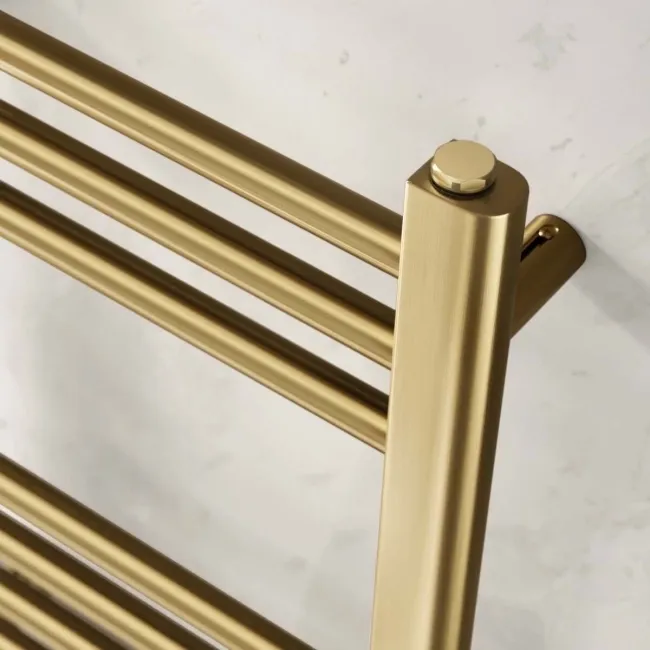 Barcelona Brushed Brass Straight Heated Towel Rail 1000x500mm