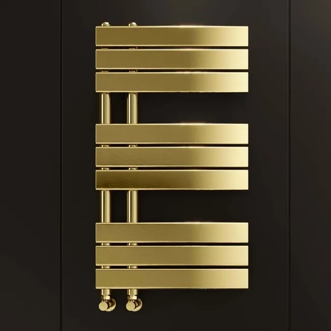 Seville Brushed Brass Designer Flat Panel Heated Towel Rail 800x450mm