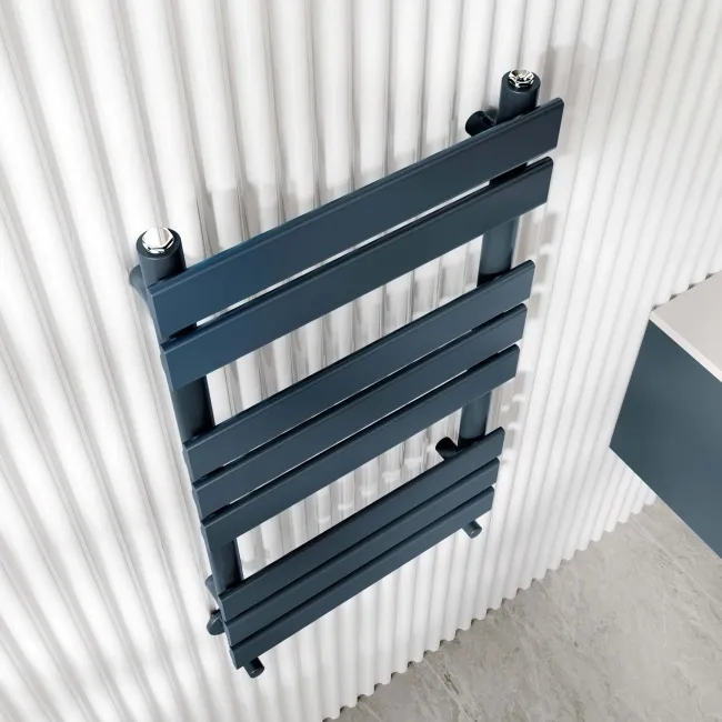 Santorini Inky Blue Flat Panel Heated Towel Rail 800x450mm