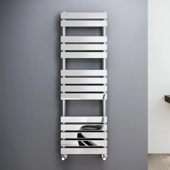 Santorini Chrome Flat Panel Heated Towel Rail 1400x450mm