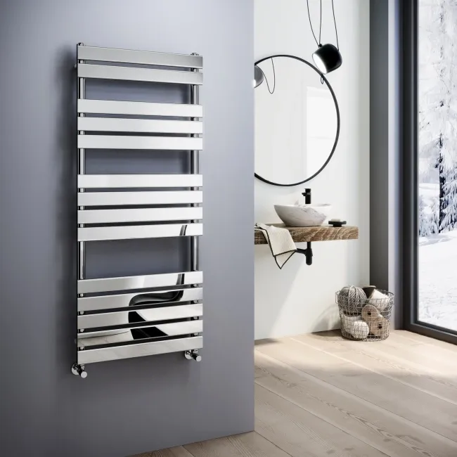 Santorini Chrome Flat Panel Heated Towel Rail 1400x600mm