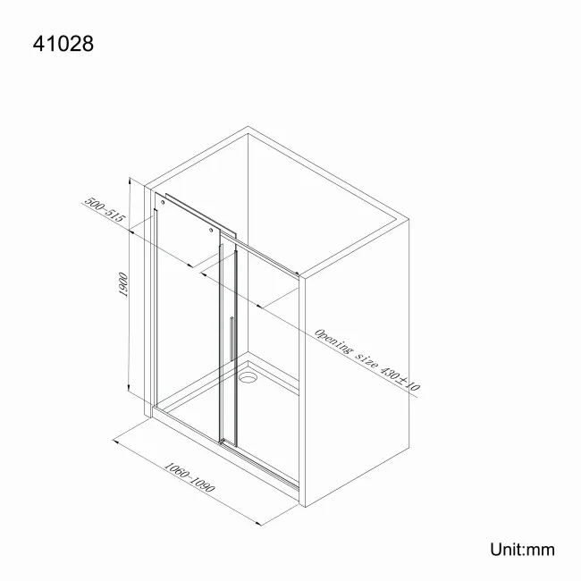 Stockholm Matt Black Easy Clean 8mm Frameless Sliding Shower Door 1100mm