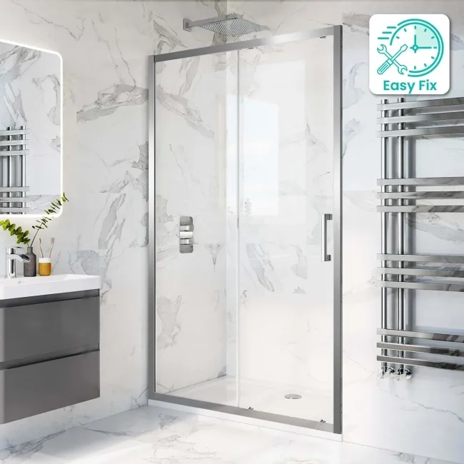 Hamburg Easy Clean 8mm Sliding Shower Door 1100mm - Easy Fix Feature