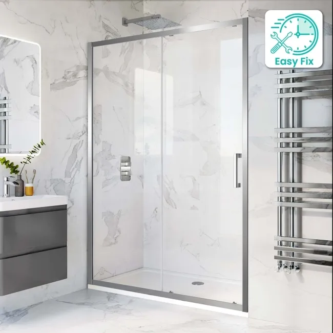 Hamburg Easy Clean 8mm Sliding Shower Door 1400mm - Easy Fix Feature