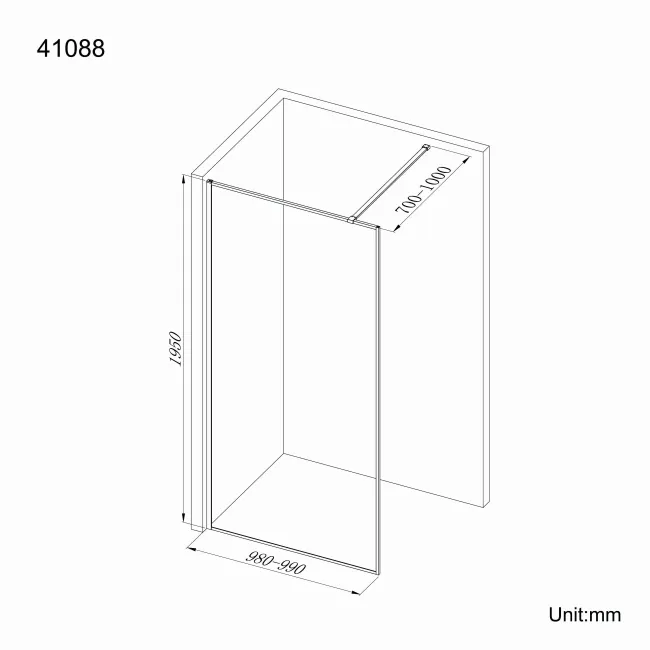 Munich Matt Black Framed Easy Clean 8mm Wet Room Shower Glass Panel 1000mm