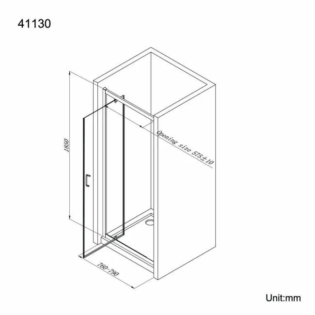London 6mm Pivot Shower Door 800mm