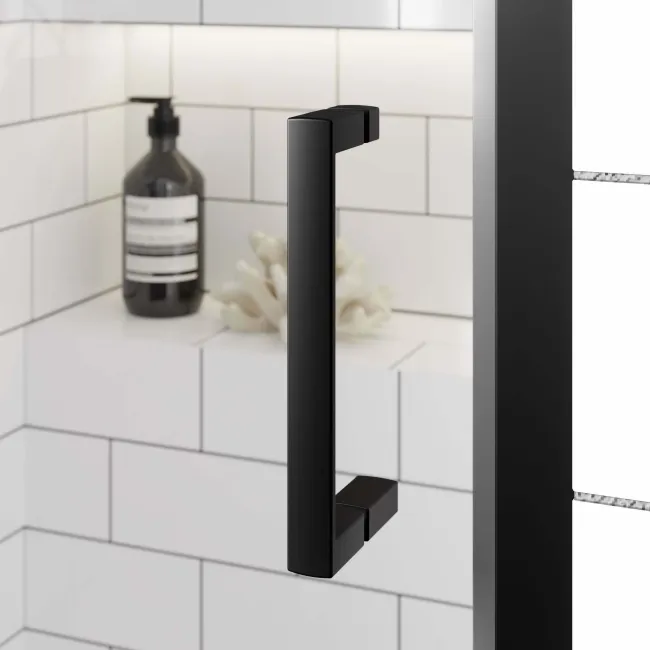 London Matt Black 6mm Pivot Shower Door 800mm