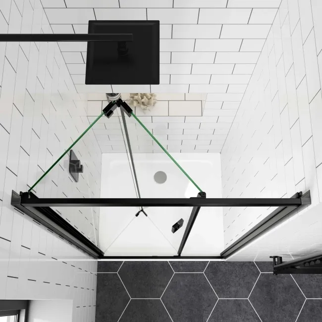 London Matt Black 6mm Bifold Shower Door 900mm