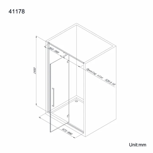 Helsinki Matt Black Premium Easy Clean 8mm Hinged Shower Door 1000mm