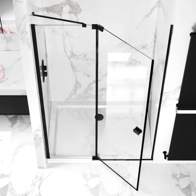 Vienna Matt Black Easy Clean 8mm Hinged Shower Door 1200mm