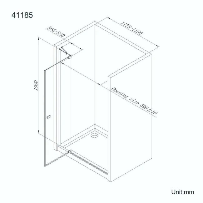 Vienna Matt Black Easy Clean 8mm Hinged Shower Door 1200mm