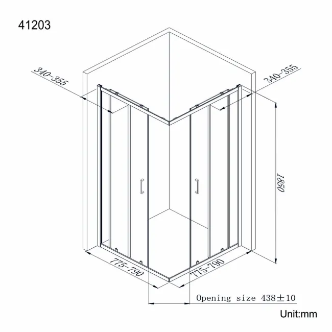 London Matt Black 6mm Corner Entry Shower Enclosure 800x800mm