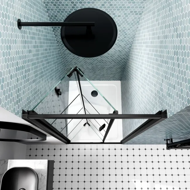 London Matt Black Grid 6mm Bifold Shower Door 700mm