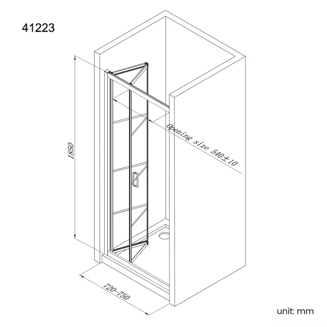 London Matt Black Grid 6mm Bifold Shower Door 760mm