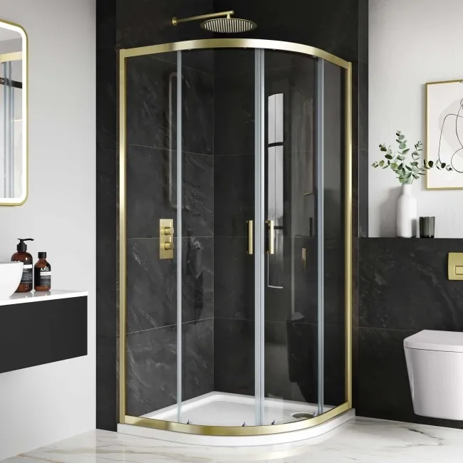 London Brushed Brass 6mm Quadrant Shower Enclosure 800x800mm