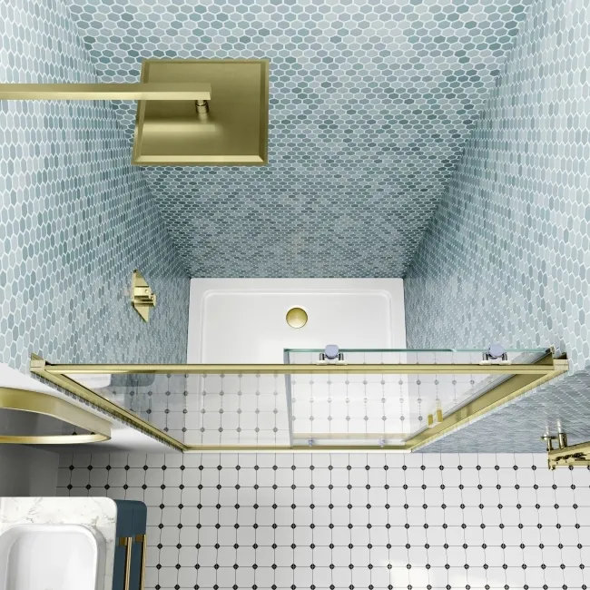 London Brushed Brass 6mm Sliding Shower Door 1000mm