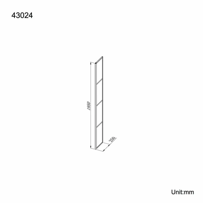 Munich Matt Black Grid Easy Clean 8mm Wet Room Shower Glass Return Panel 250mm