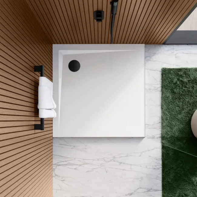 Sydney Low Profile Square Gloss White Stone Shower Tray 800x800mm