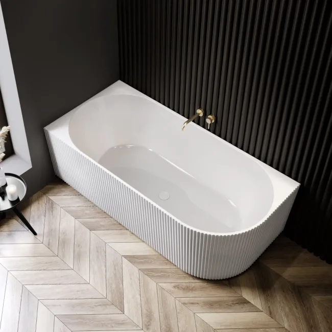 Barnet 1700mm Fluted Curved Corner Bath - Left Handed