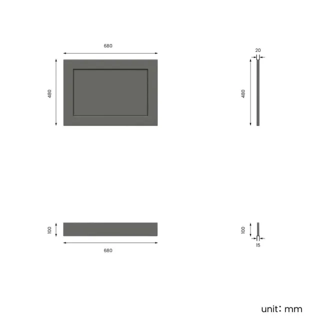 Traditional Graphite Grey Wooden Bath End Panel 680mm