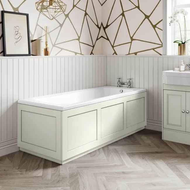 Traditional Linen White Wooden Bath End Panel 680mm