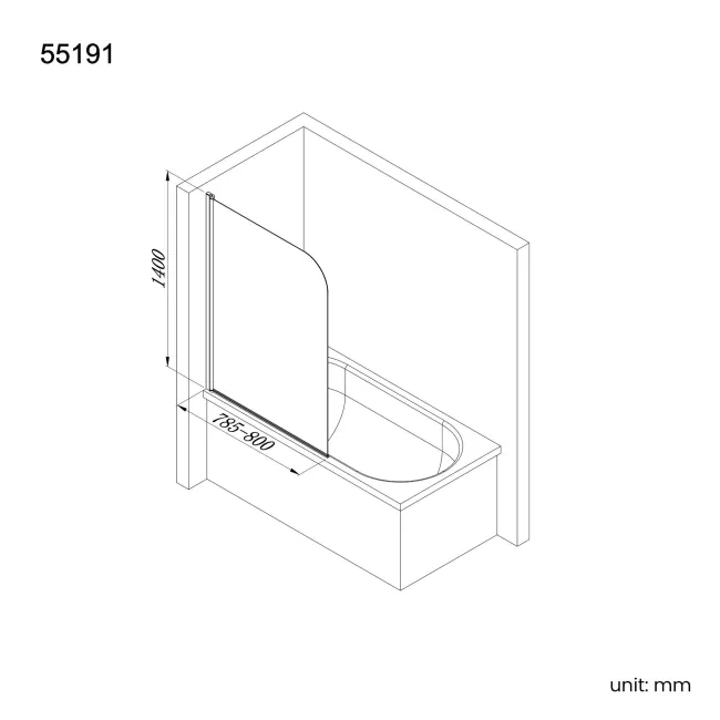 Geneva Easy Clean 6mm Brushed Brass Bath Screen - 800mm