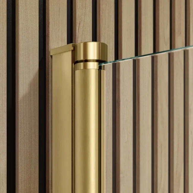 Linz Easy Clean 6mm Brushed Brass Bath Screen - 800mm