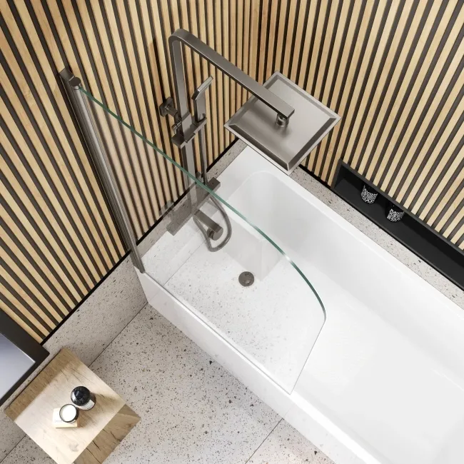 Linz Easy Clean 6mm Brushed Gunmetal Bath Screen - 800mm