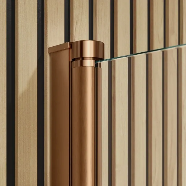 Linz Easy Clean 6mm Brushed Copper Bath Screen - 800mm