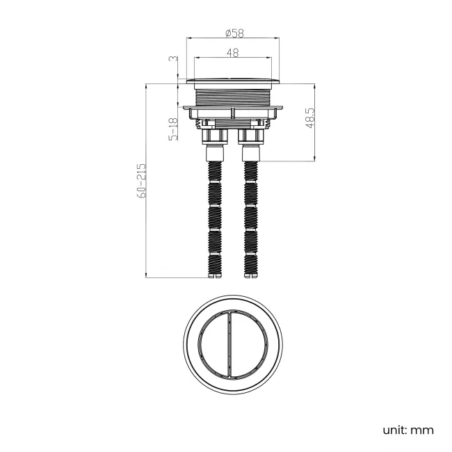 Alma & Kent Matt Black Cistern Flush Button - 48mm hole