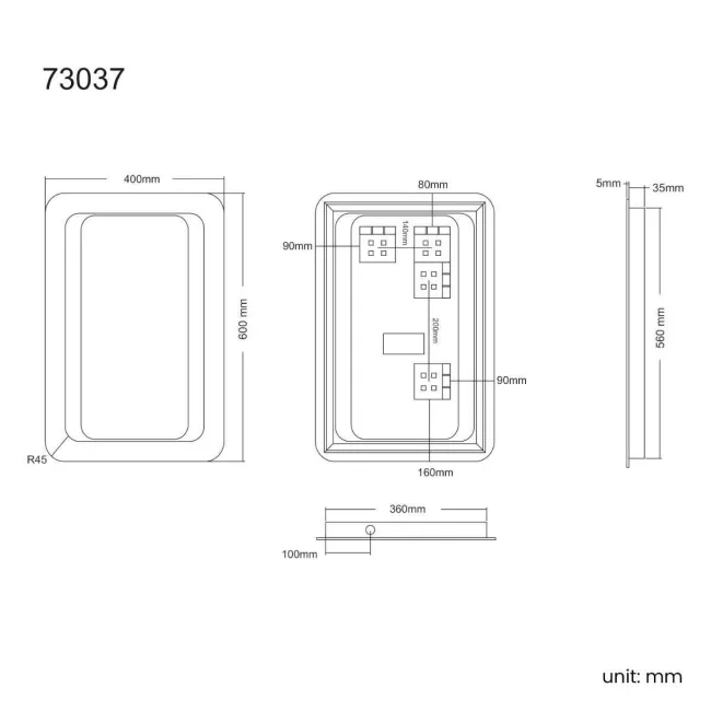 Arabella Battery Operated Illuminated LED Cloakroom Mirror 600x400mm