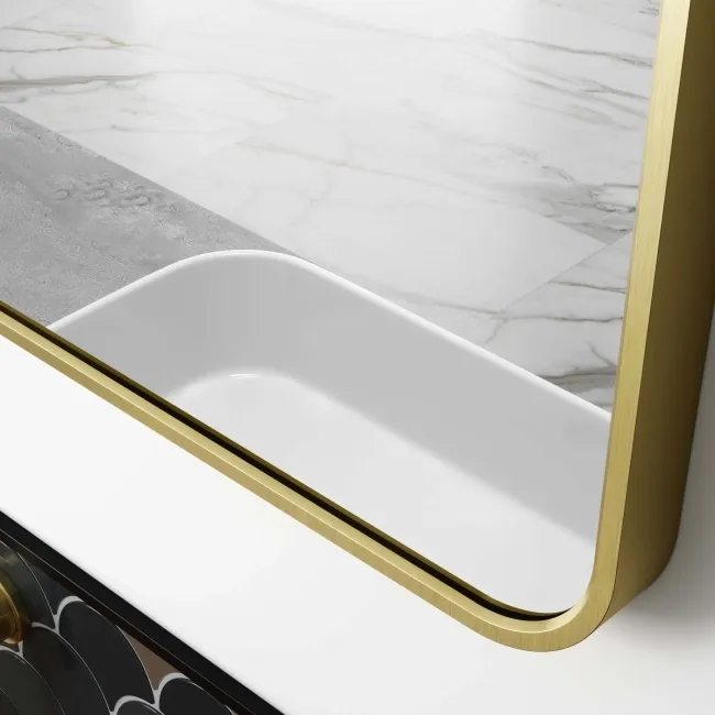 Olivia Brushed Brass Rectangular Bathroom Mirror 600x1200mm