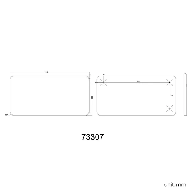 Olivia Brushed Brass Rectangular Bathroom Mirror 600x1200mm