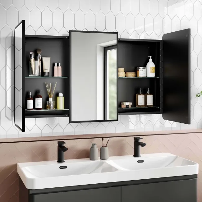 Olivia Black Framed Mirror Cabinet 710x1200mm