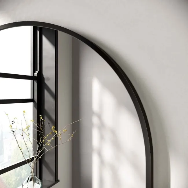 Essence Black Framed Arched Bathroom Mirror 750x500mm