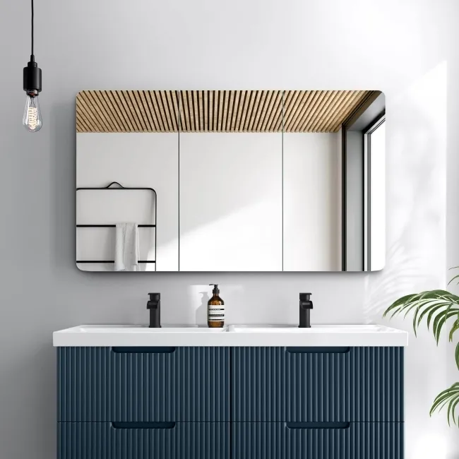 Aurora Matt Black Mirror Cabinet 700x1200mm